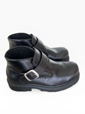 Sketchers Chunky Platform Leather Black Shoe Boots Y2K Vintage Rare Size 9
